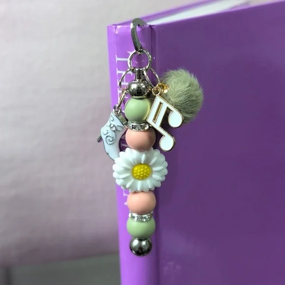 Country Western Cowboy Boot Floral Charm Metal  Bookmark with Music Note - Picture 2 of 7